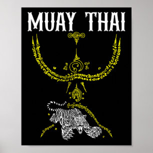 Póster Tatuaje de tigre de Sak Yant Muay Thai Kickboxing 