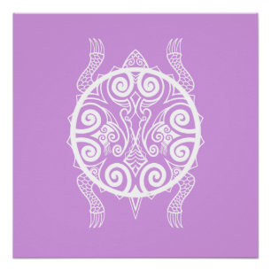 Póster Tatuaje de tortuga guerrera de Tiki