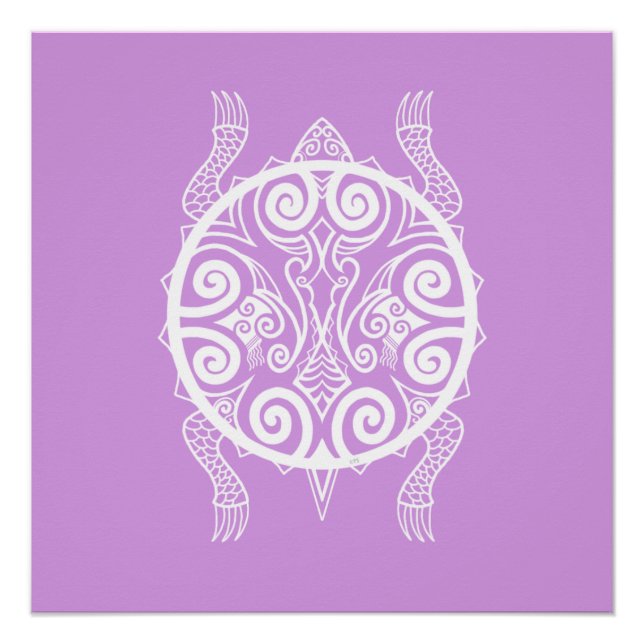 Póster Tatuaje de tortuga guerrera de Tiki (Anverso)