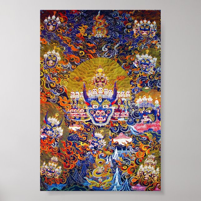 Póster Tatuaje del dios de la muerte del tangka Yamantaka (Frente)