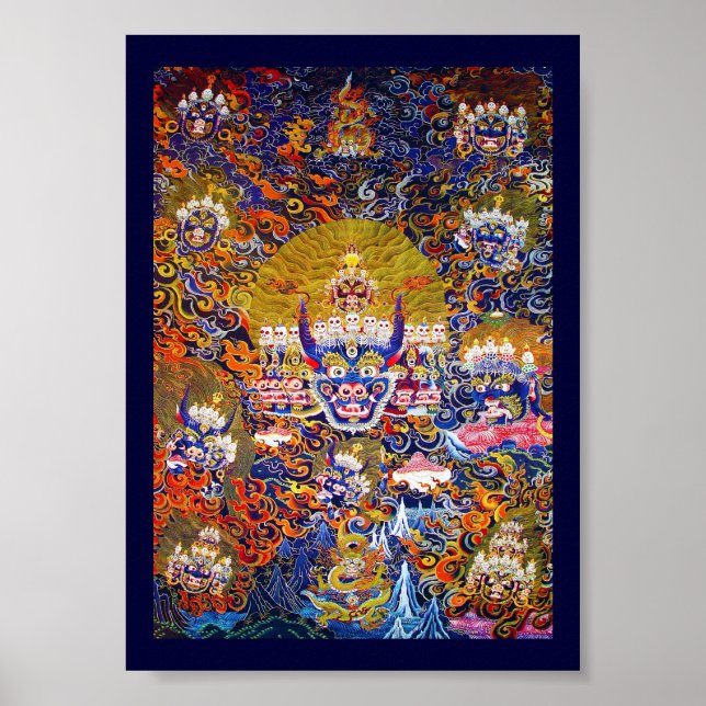 Póster Tatuaje del dios de la muerte del tangka Yamantaka (Frente)