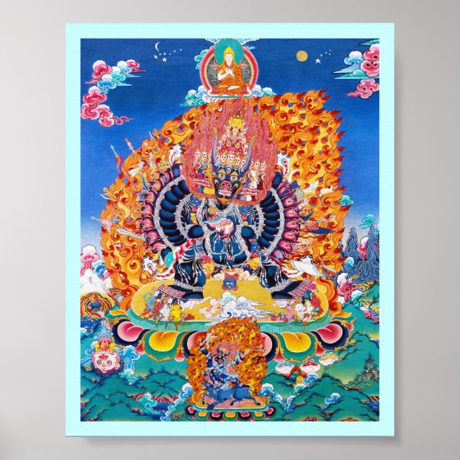 Póster Tatuaje del dios de la muerte del tangka Yamantaka (Frente)