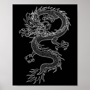Póster Tatuaje del dragón japonés dibuja G japonés tradic