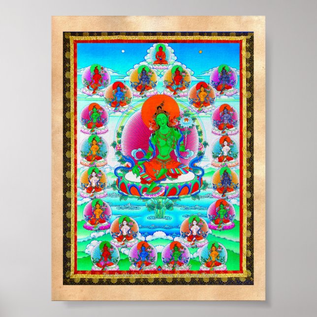 Póster Tatuaje del tibetano oriental de Guay thangka Gree (Frente)