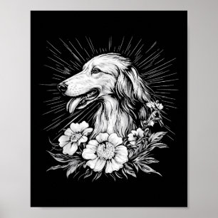 Póster Tatuaje estilo retro de Borzoi Dog Lover