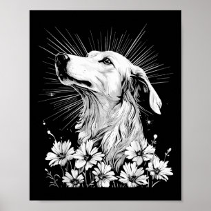 Póster Tatuaje estilo retro de Borzoi Lover _1