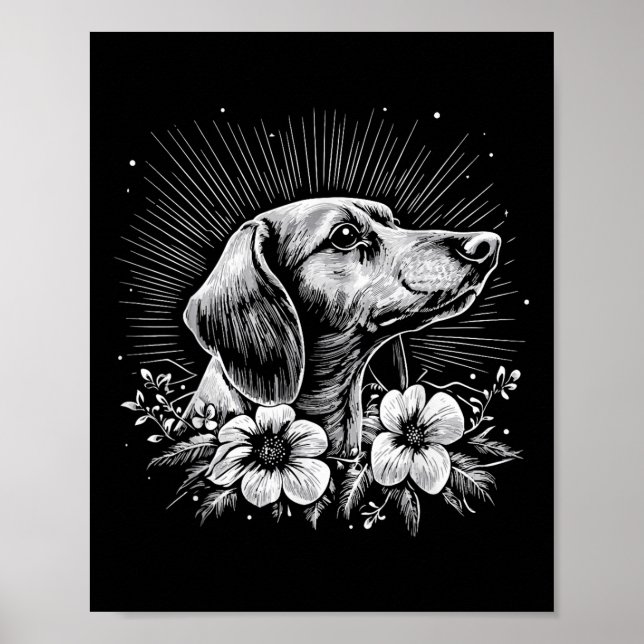 Póster Tatuaje estilo retro de Dachshund Dog Lover (Frente)