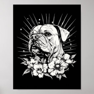 Póster Tatuaje estilo retro de perro de bulldog