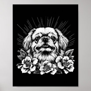 Póster Tatuaje estilo retro de Perro Pekín