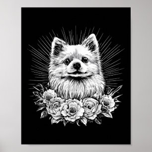 Póster Tatuaje estilo retro Pomerania Perro Lover _1