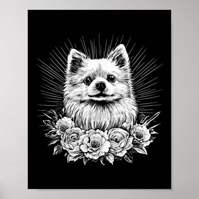 Póster Tatuaje estilo retro Pomerania Perro Lover _1 (Frente)