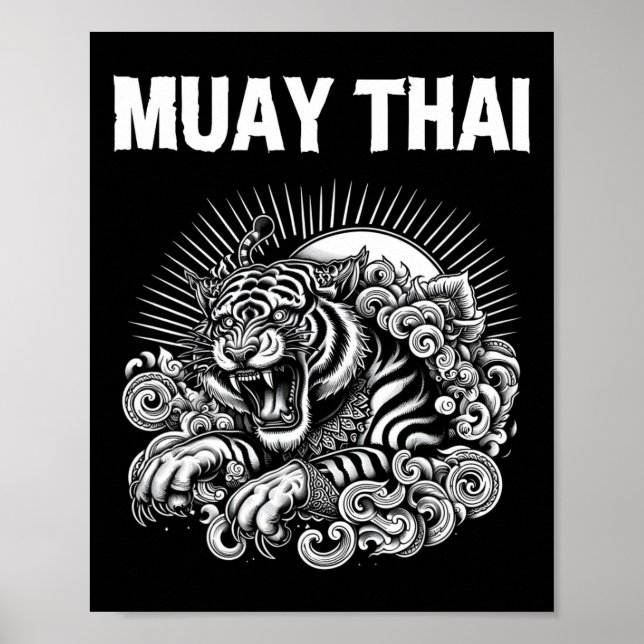 Póster Tatuaje Lenguaje Muay Thai Rugido de Tigre Kickbox (Frente)