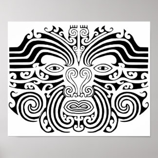 Póster Tatuaje maorí - Blanco y negro