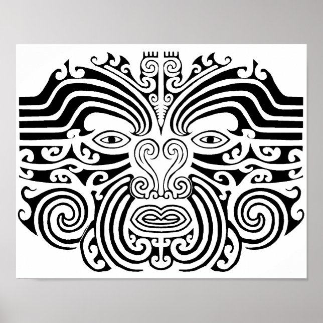 Póster Tatuaje maorí - Blanco y negro (Frente)