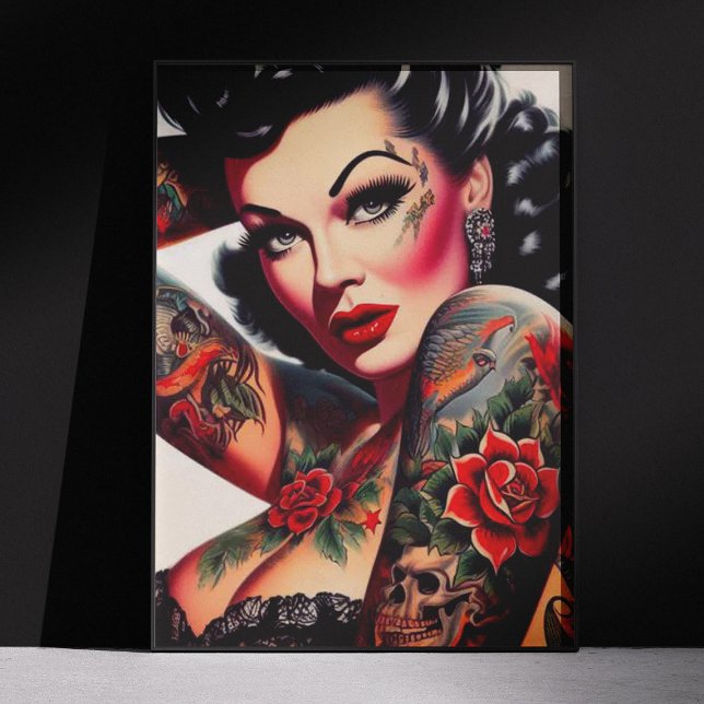 Póster Tatuaje Pin-up Vintage Caliente (Subido por el creador)