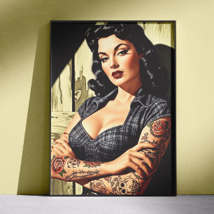 Póster Tatuaje Retro Pin-up