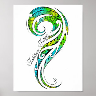 Póster Tatuaje tahitiano - Gráfico de tatuajes hawaianos 