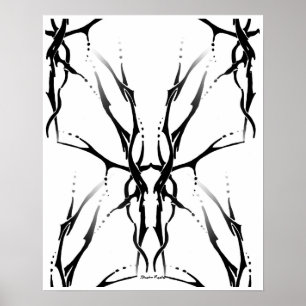 Póster Tatuaje tribal de cráneo de ciervo Digital negro y