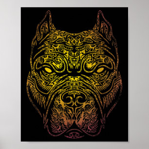 Póster Tatuaje tribal del perro del toro de Staffordshire
