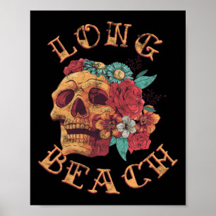 Póster Tatuaje Vintage Long Beach California Ca Tinta Cal