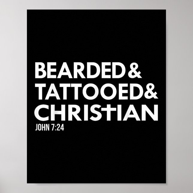 Póster Tatuajes de barba satinado cristiano graciosos (Frente)
