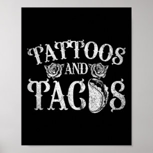 Póster Tatuajes De Comida Mexicana Tintada Y Tacos Tatuto