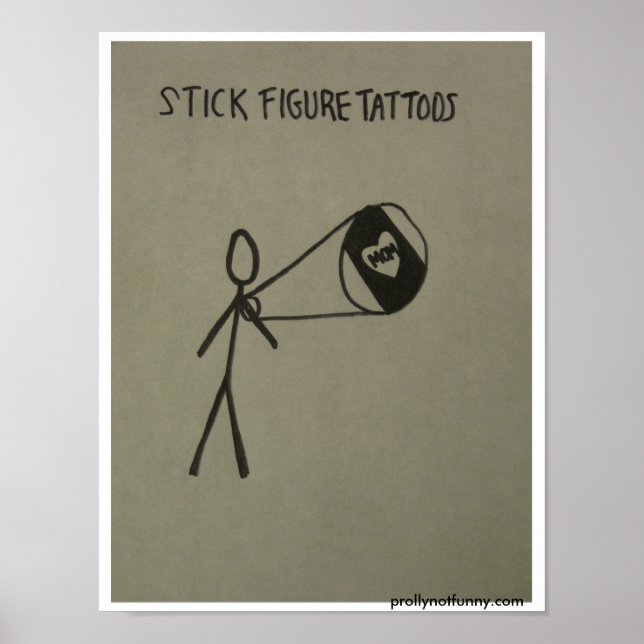 Póster tatuajes de figuras de palos (Frente)