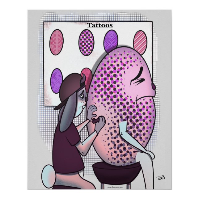 Póster Tatuajes sobre huevo de Pascua (Anverso)
