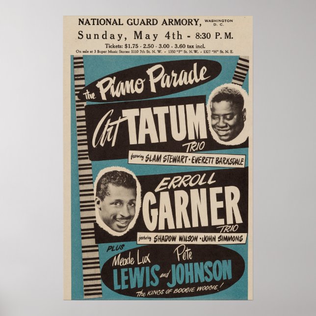 Póster Tatum / Garner Jazz Concert Vintage (Frente)