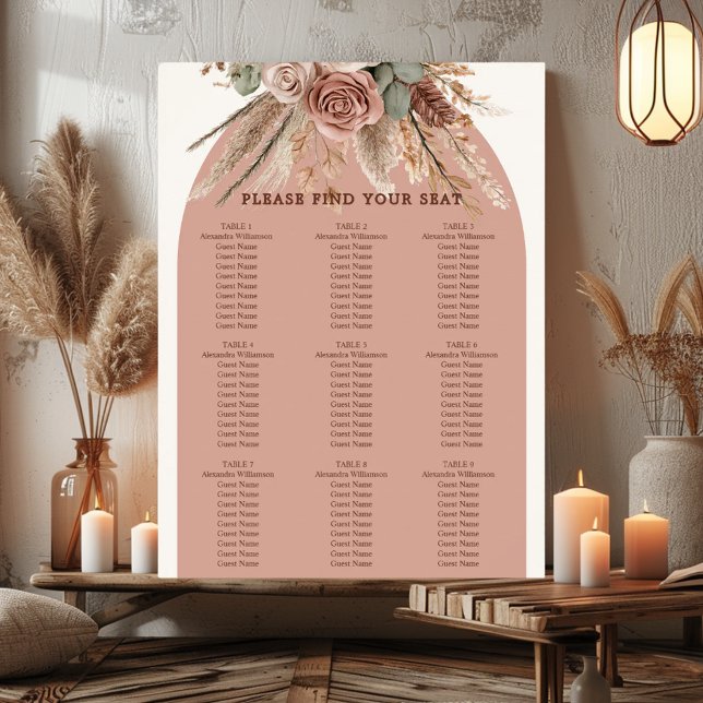 Póster Taupe ivory pampas grass wedding seating chart (Subido por el creador)