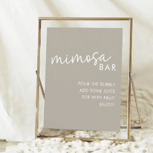 Póster Taupe Minimalista Script Bridal Shower Mimosa Bar