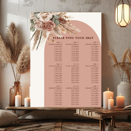 Póster Taupe pampas grass wedding seating chart