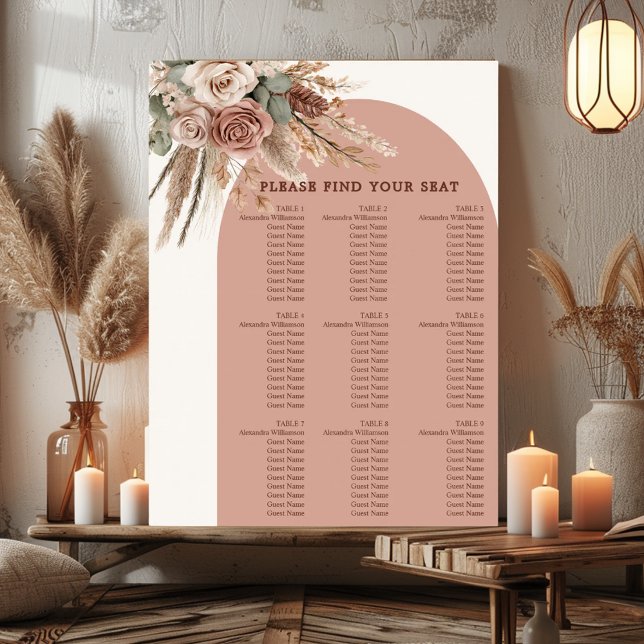 Póster Taupe pampas grass wedding seating chart (Subido por el creador)