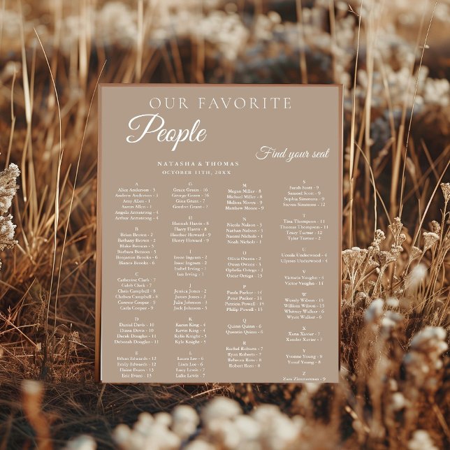 Póster Taupe Wedding Alphabetical Seating Chart (Subido por el creador)