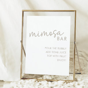Póster Taupe & White Minimalista Bridal Shower Mimosa Bar