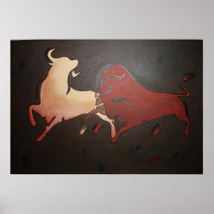 Póster Taurean Bulls Animal Art