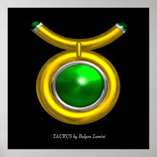 PÓSTER TAURO/ORO, RÓTULO VERDE EMERALD ZODIAC JEWEL