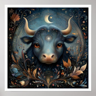 Póster Tauro Signo Zodiacal Astrología Celeste
