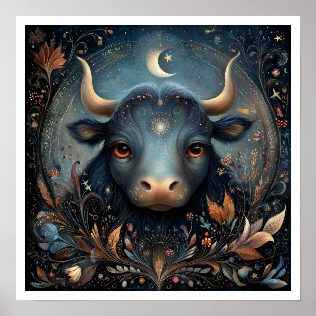 Póster Tauro Signo Zodiacal Astrología Celeste (Frente)