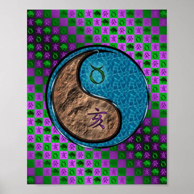 Póster Tauro y barba de agua (Frente)