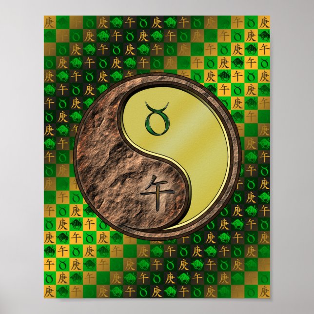 Póster Tauro y caballo Metalizado (Frente)