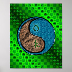 Póster Tauro y cabra acuática