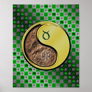 Póster Tauro y conejo Metalizado