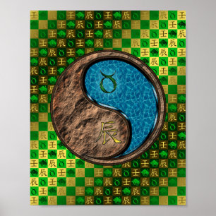 Póster Tauro y dragón de agua