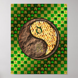 Póster Tauro y dragón de fuego