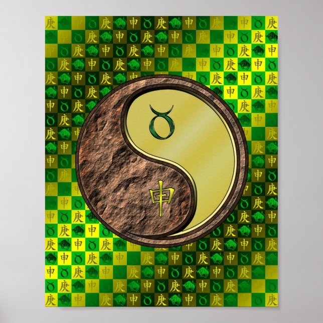 Póster Tauro y mono Metalizado (Frente)