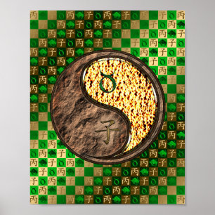 Póster Tauro y rata de fuego