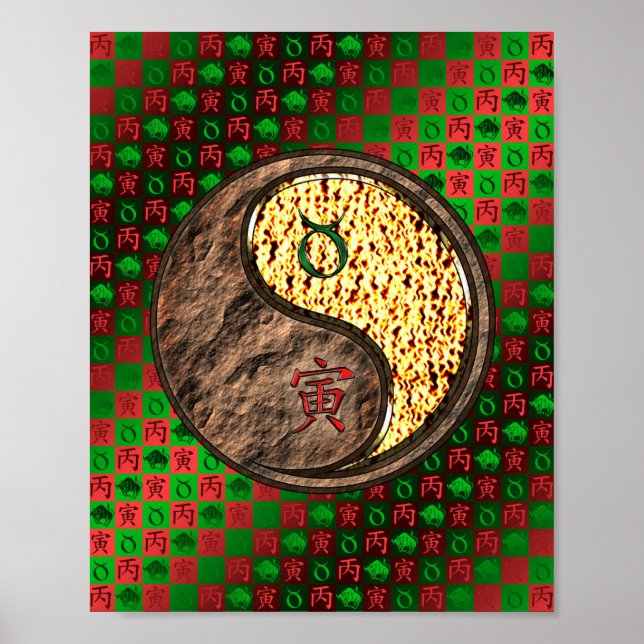 Póster Tauro y tigre de fuego (Frente)