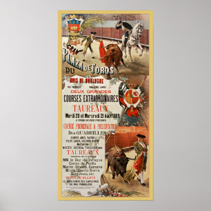 Póster Tauromaquia ~ Dos grandes carreras de toros ~ D. P