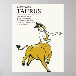 Póster Taurus Bull Zodiac Rótulo Boho Moda Astrología Pos